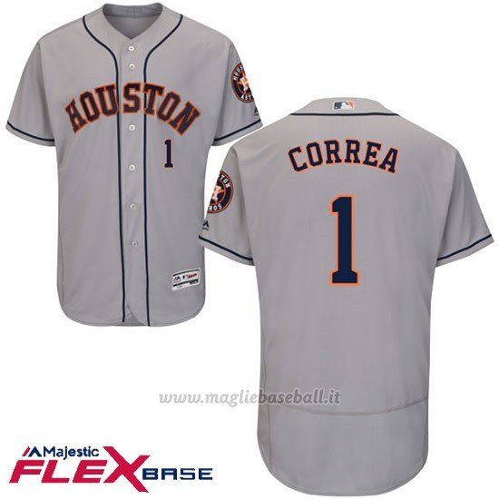 Maglia Baseball Uomo Houston Astros Carlos Correa Grigio Flex Base Autentico Collezione